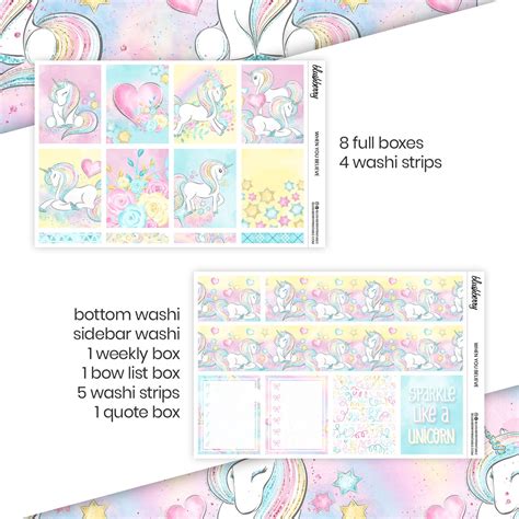 Unicorn Planner Stickers, Unicorns Weekly Kit, Printable Weekly, Erin ...