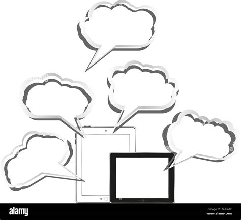 Tablet pc set with abstract cloud sign Stock Photo - Alamy