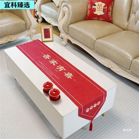 KY& Table Runner Wedding Wedding Festive Red Bed Runner Long Tablecloth Chinese Wedding Coffee ...