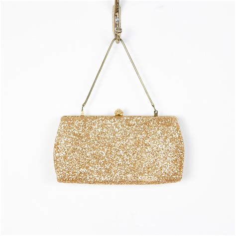 Gold Glitter Sparkle Clutch Purse Wedding Bridal