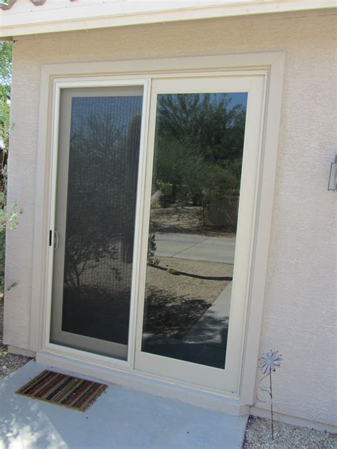 Almond French Sliding Door with Sliding Screen Door - Replacement Windows ~ Sunscreens