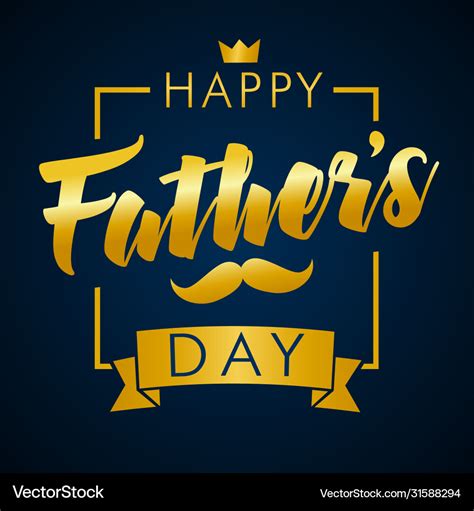 Happy fathers day gold lettering banner navy blue Vector Image