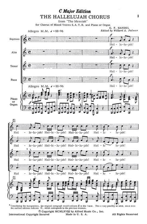 Hallelujah Chorus in C Major: SATB Choral Octavo: George Frideric ...