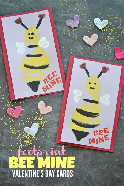 Valentine’s Day is just around the corner and this Footprint Bee Mine Valentine’s Day Cards Kid ...