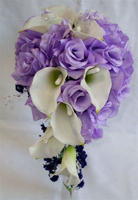 Lavender Roses Bouquet, Lavender Purple Wedding Bouquet, Lavender Cascade Bouquet, Bouquet With ...