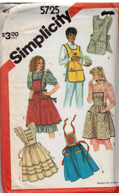 Simplicity Pattern 5725 Collection of Aprons-cobbler, ruffles, tabard – Sewing Pattern Heaven