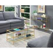 Rent to own Convenience Concepts Royal Crest 3 Tier Glass Coffee Table, Glass/Gold | RTBShopper