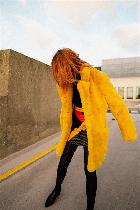 Yellow Faux Fur Coat - Hannah Louise Fashion