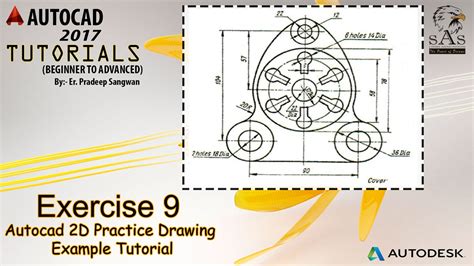 Autocad 2D Practice Drawing | Exercise 9 | Autocad Example Tutorial ...