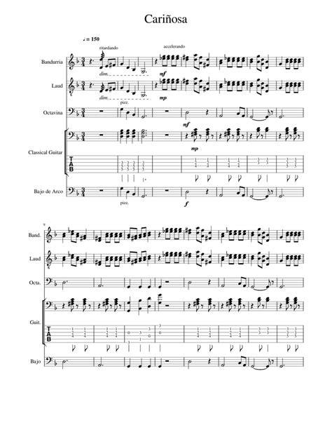 Cariñosa (Song of Love) Sheet music for Contrabass, Guitar (String Quintet) | Musescore.com