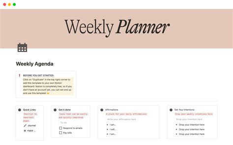 Weekly Agenda by Camille Luang | Notion Template