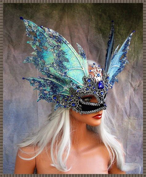 Fairy Wings Mask**Iridescent Blue/Silver**FREE SHIPPING**Costume/Masquerade/Weddings | Masks ...