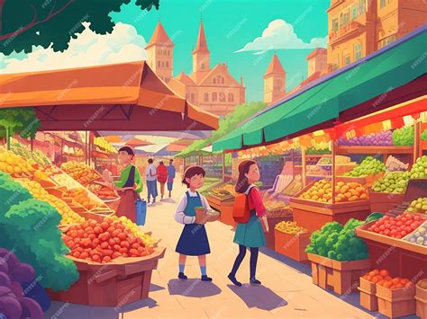 Premium Photo | Traditional Market cartoon illustration