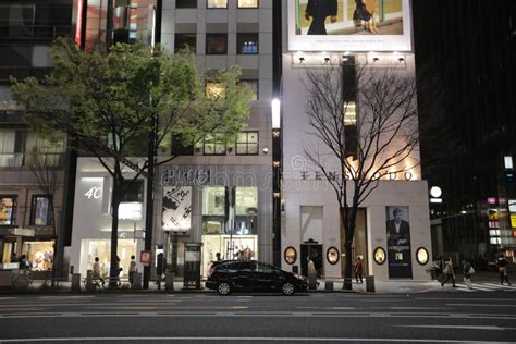 Ginza Shopping District at Rush Hour in Tokyo. Editorial Stock Image ...