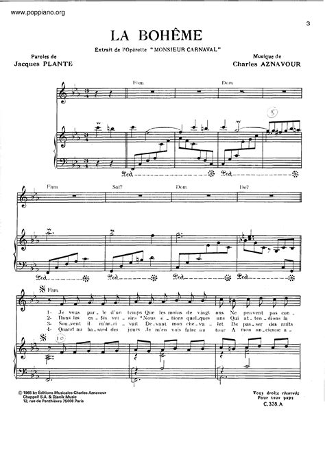 Charles Aznavour-La Boheme Sheet Music pdf, - Free Score Download ★