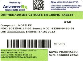 Orphenadrine Citrate ER 100mg Tablets