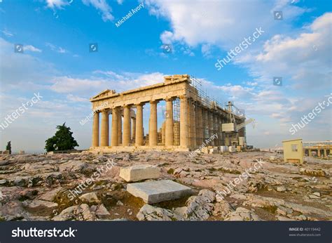 The Parthenon Athens With Restoration Work In Progress Stock Photo ...