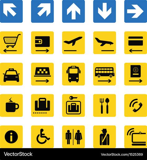 Airport information signs isolated Royalty Free Vector Image