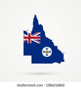 Queensland Australia Map Queensland Flag Colors Stock Vector (Royalty ...