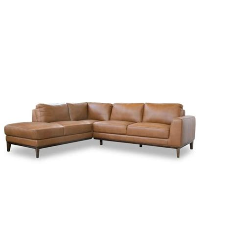 Mid-Century Modern Milton Tan Leather Sectional Sofa (Left Chaise ...