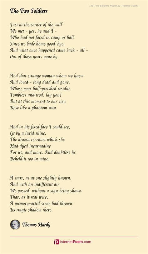 The Two Soldiers Poem by Thomas Hardy