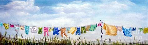 Baby's Clothesline Painting by Anna-maria Dickinson