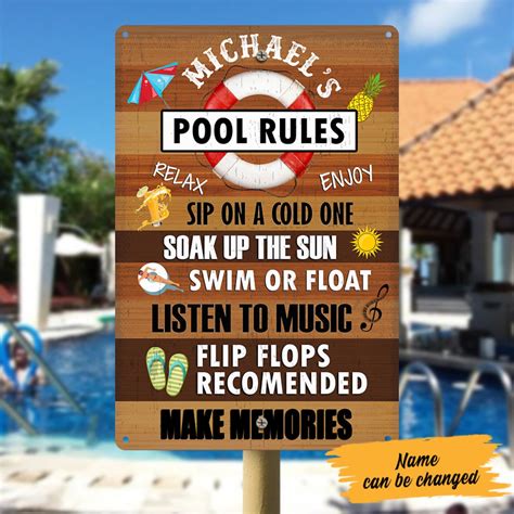 Personalized Pool Rules Tin Metal Sign Vintage Pool Patio | Etsy