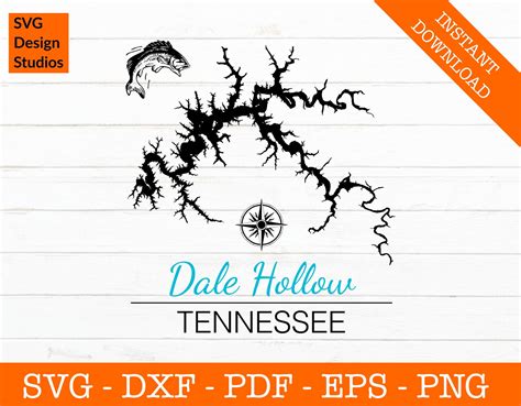 Dale Hollow Lake Map SVG Cut File PNG DXF Cricut - Etsy