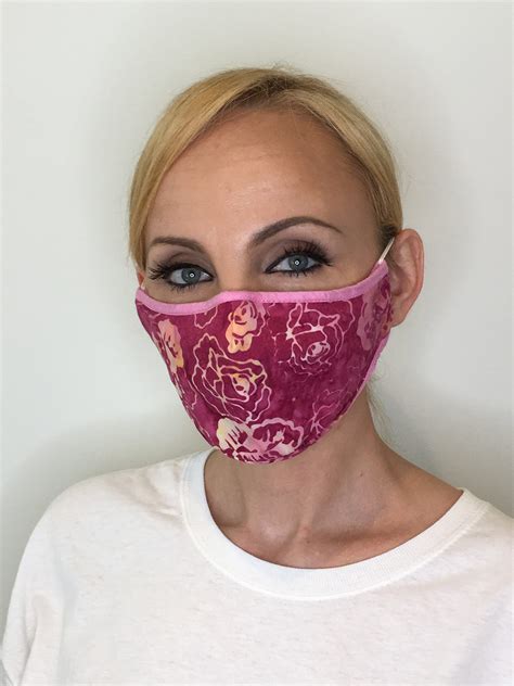 Premium Face Mask For Women Pink Roses | Filter Pocket | Triple Layer | Polypropylene/Cotton ...