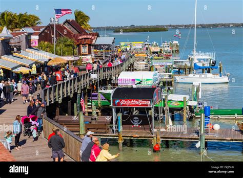 Tourists on the Boardwalk , John's Pass Village, Madeira Beach Stock ...