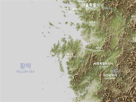 South Korea Shaded Relief Map Poster - Etsy