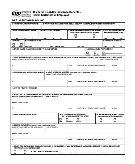 Ssdi Application Printable