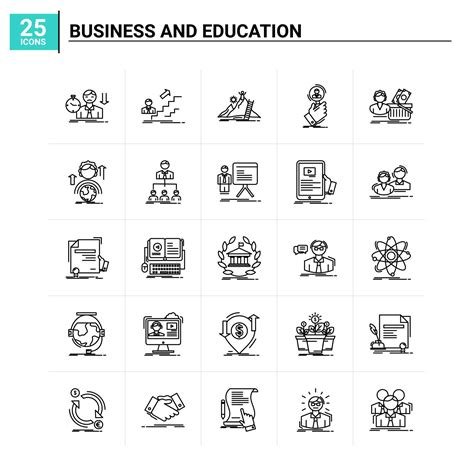 25 Business And Education icon set vector background 18030839 Vector Art at Vecteezy