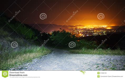 Night city landscape stock image. Image of lights, scene - 31395133