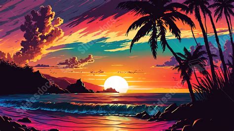 Colorful Beach Hawaii Summer Sunset Powerpoint Background For Free ...