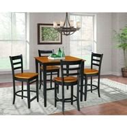 36" Round Bar Height Table with 12" Leaf and 4 X-back Stools - Black/Cherry - 5 Piece set ...