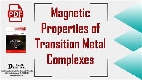 Magnetic Properties of Transition Metal Complexes - Dalal Institute