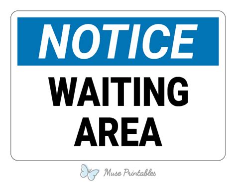 Printable Waiting Area Notice Sign