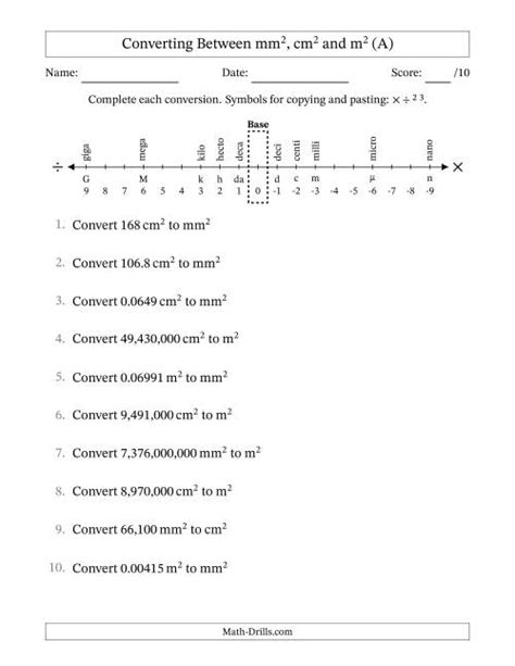 Converting Between Square Meters, Square Centimeters and Square Millimeters (U.S./U.K. Number ...