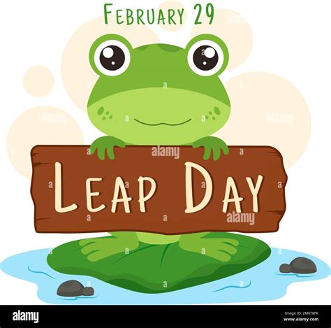 Happy Leap Day on 29 February with Cute Frog in Flat Style Cartoon Hand Drawn Background ...