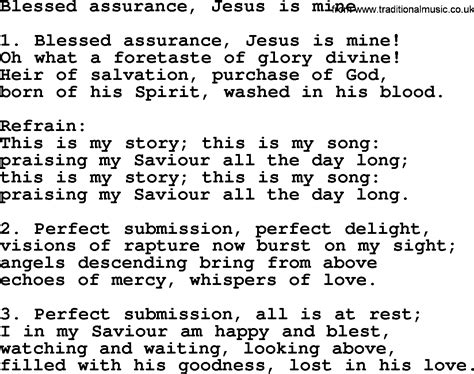 Presbyterian Hymn: Blessed Assurance, Jesus Is Mine - lyrics, and PDF