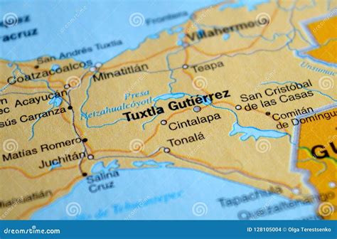 Una Foto De Tuxtla Gutierrez En Un Mapa Foto de archivo - Imagen de fondo, turista: 128105004