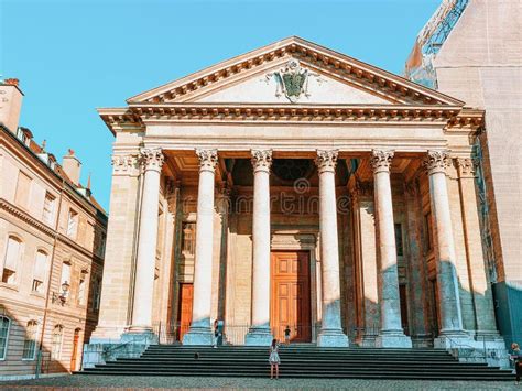 Facade of the St Pierre Cathedral in Old Town Geneva Editorial Photography - Image of calvin ...