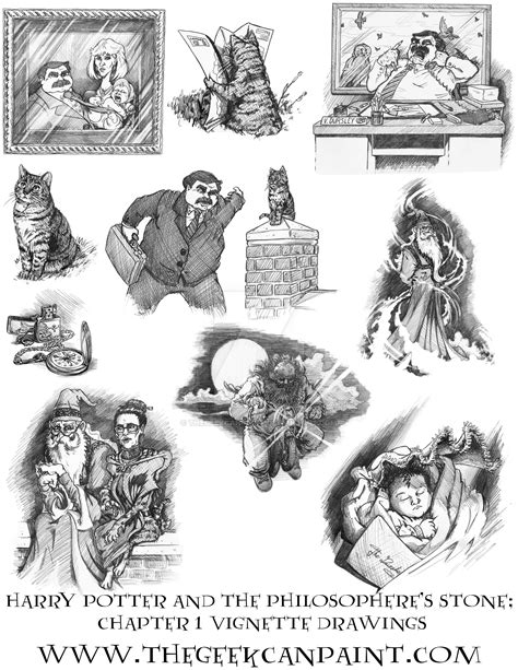 Harry Potter: Book 1 Chapter 1 Vignette Drawings by TheGeekCanPaint on DeviantArt