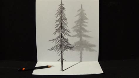 How to Draw Pine Tree - Drawing 3D Illusion with Graphite Pencil - Trick Art - YouTube