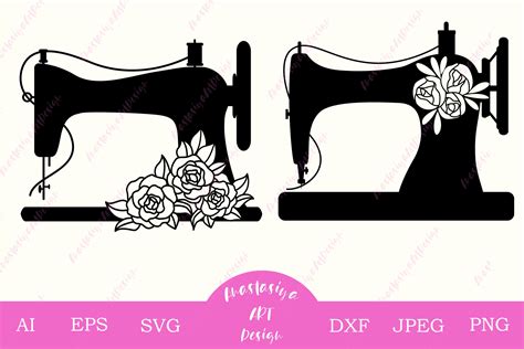 Floral sewing machine, Sew silhouette, Seamstress clipart (557086) | Cut Files | Design Bundles