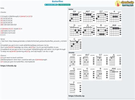 Chord: Butterflies - tab, song lyric, sheet, guitar, ukulele | chords.vip