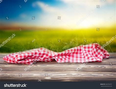Red Picnic Table Cloth On Wooden Stock Photo 466782431 | Shutterstock