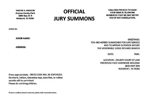 Aransas County Jury Summons Information