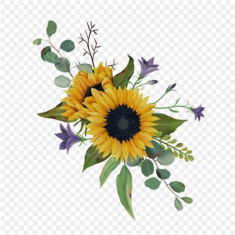 Sunflower Bouquet PNG Image, Hand Drawn Sunflower Bouquet, Sunflower Drawing, Bouquet Drawing ...